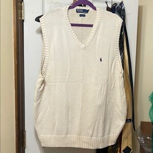 Polo by Ralph Lauren Men's V-Neck Cream Sweater Vest